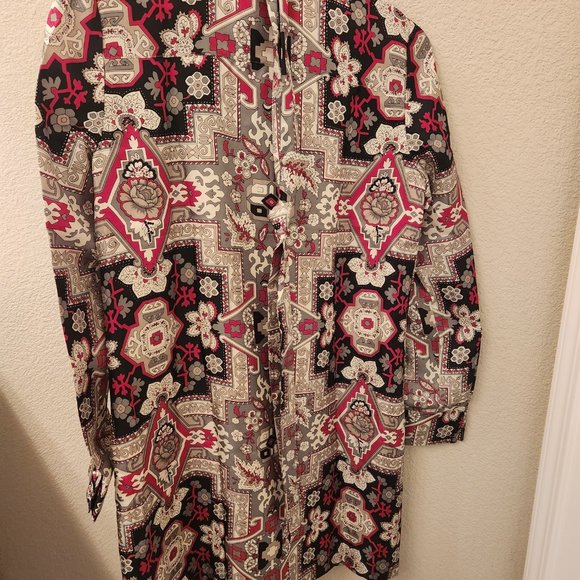 J. Crew Collection | Italian Silk Tapestry Shirtdress, Size 6, Florence Red - Picture 3 of 5